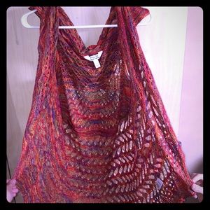 Crochet/Knit Rainbow Vest size Small w/Hood